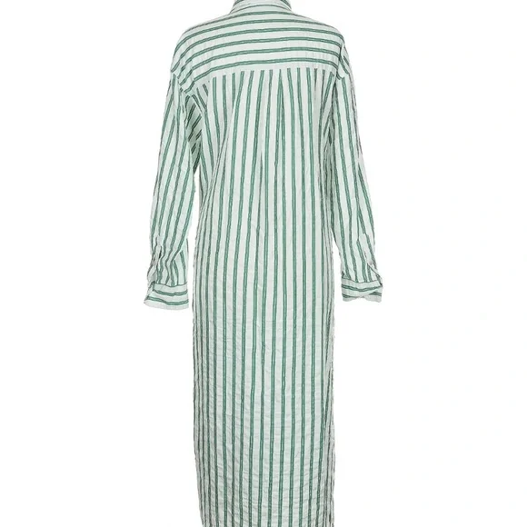 COPY - Striped Long Sleeved Green and White Tie Maxi Dress - Picture 2 of 10